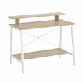 Bureau informatique avec étagères 120 x 55 x 90 cm MDF mélaminé acier rectangulaire chêne clair blanc