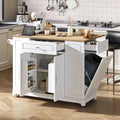 Îlot de Cuisine avec 2 Prises et USB – avec tiroirs, avec port USB, avec roulettes, 2 Portes, 2 Tiroirs, blanc
