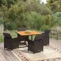 Solivagant Ensemble à dîner de Jardin avec Coussins 5 pcs: 5 pièces, 46.2 KG, noir, en résine tressée
