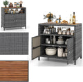 Buffet de Jardin en Rotin Imperméable, Armoire de Rangement en Bois d'Acacia pour Extérieur, 90x53 cm, Gris