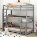 Lit superposé et lit mezzanine: pour enfant, en bois, 3 Places, 90 × 200, gris