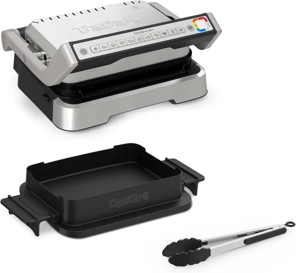 Gril Tefal Optigrill, Multifonction 4-en-1, Mode BBQ et Four, 9 Programmes Automatiques, Ouverture 180°, Pour 4 Personnes