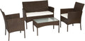 Salon de jardin et ensemble lounge – CORDOUE, avec coussins, 4 Places, marron