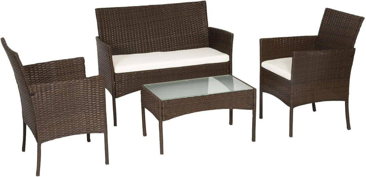 Salon de jardin et ensemble lounge – CORDOUE, avec coussins, 4 Places, marron