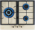 Plaque de Cuisson à Gaz 3 Feux 6200W Beige avec Grilles en Fonte