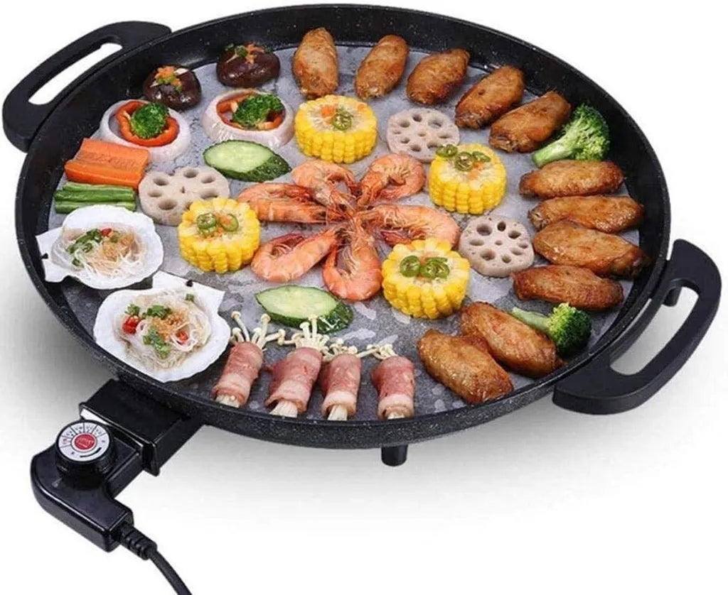 Gril Barbecue Santé 2000W, Plaque Antiadhésive Teppanyaki, Idéal pour Dîners en Famille et Intérieurs