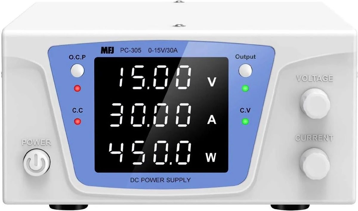 MFJ PC-305 Alimentation de laboratoire CC réglable et alimentation de banc, avec affichage numérique, 0-15V, 0-30A
