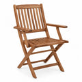 Chaise de jardin pliante avec accoudoirs 57 x 62 x 92 cm acacia massif brun naturel dossier à lattes