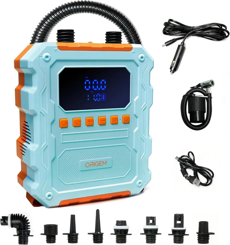 Pompe Électrique Rechargeable 60 PSI pour Paddle et Kayak avec 10 Embouts