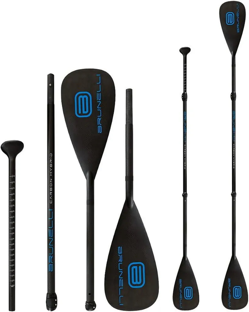 Pagaie hybride carbone Brunelli 2-en-1 pour kayak et SUP, réglable 180-220 cm, 4 pièces