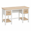 Bureau avec 2 tiroirs et 2 étagères 120 x 55 x 80 cm MDF mélaminé pin laqué rectangulaire chêne clair blanc noir