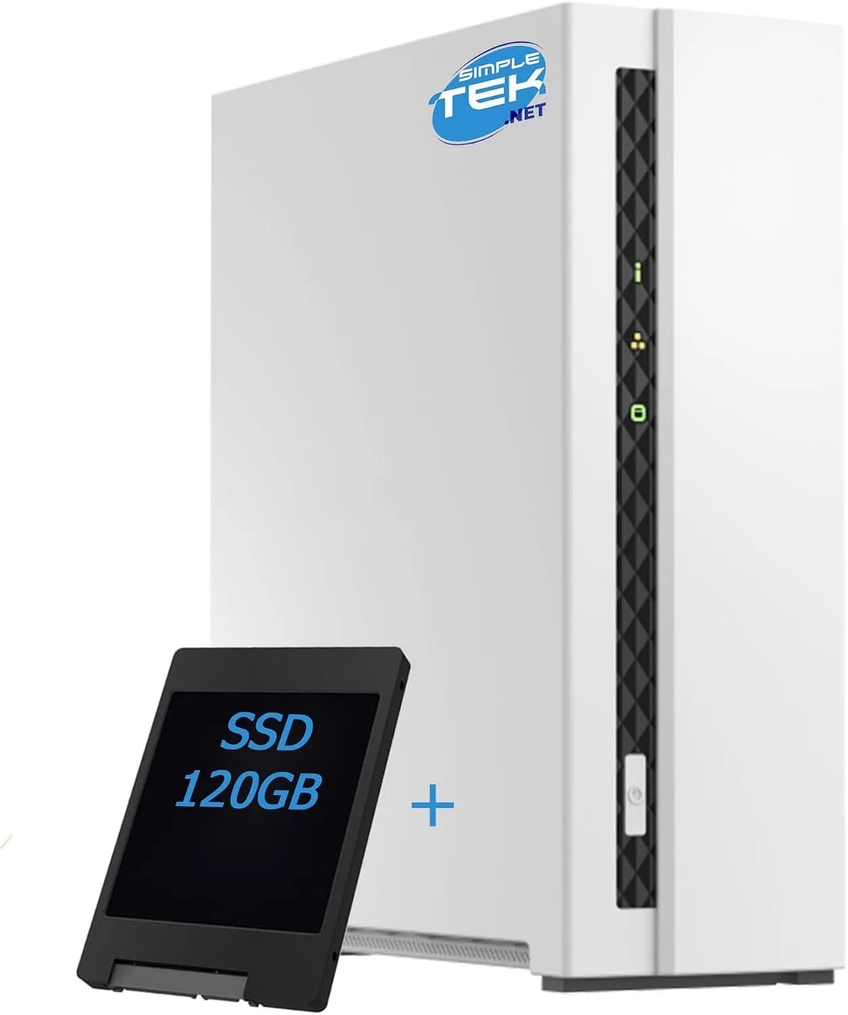 1-Bay avec SSD 120Go préinstallé, USB, SIMPLETEK - Système de stockage réseau domestique NAS avec 2 Go de RAM