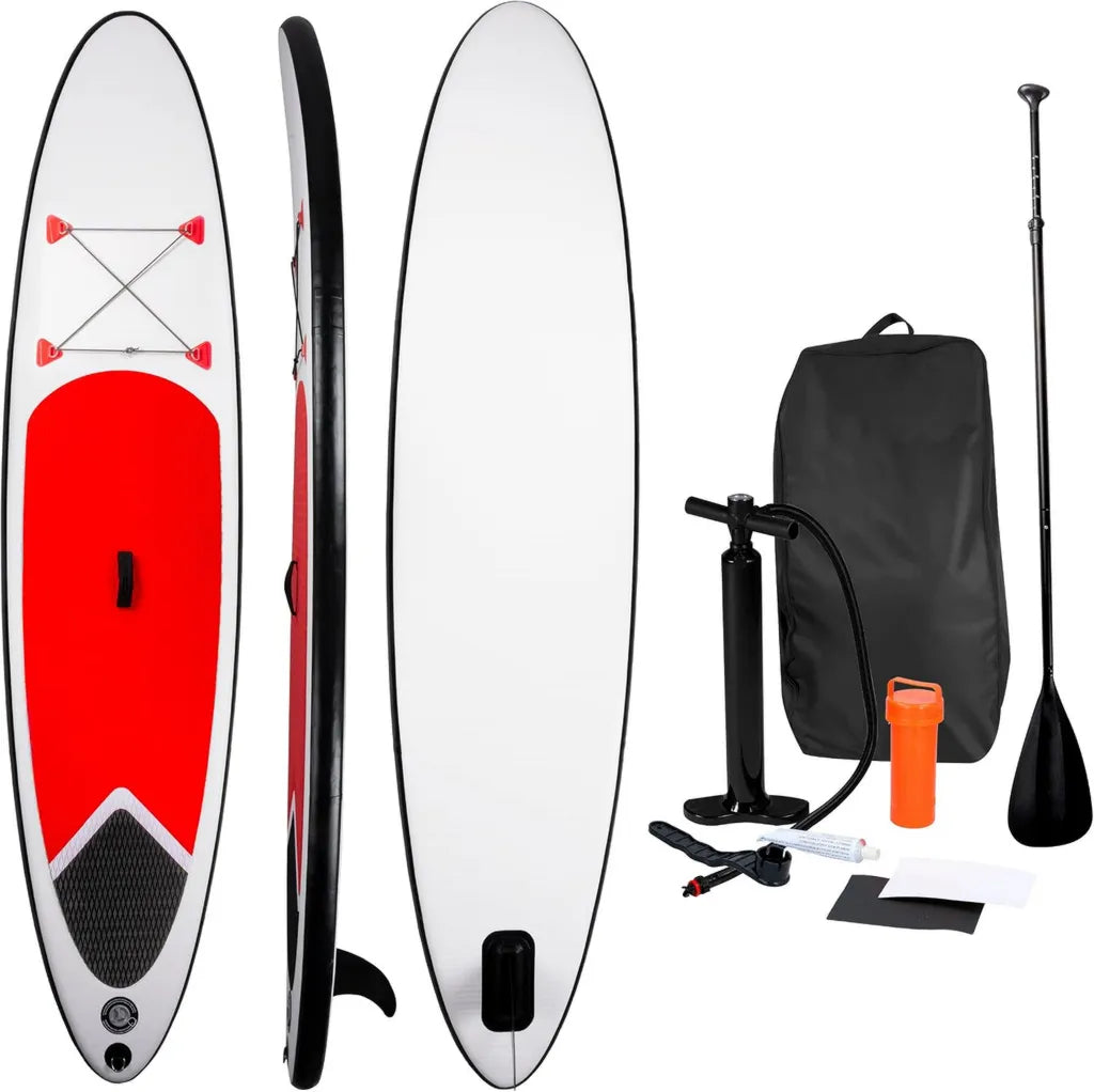 Planche de SUP Gonflable avec Accessoires Complète - 305 x 71 cm - Supporte 100 kg - Rouge et Blanc