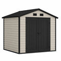 Abri de rangement extérieur rectangulaire 213 x 130 x 185 cm en polypropylène beige et noir avec double porte