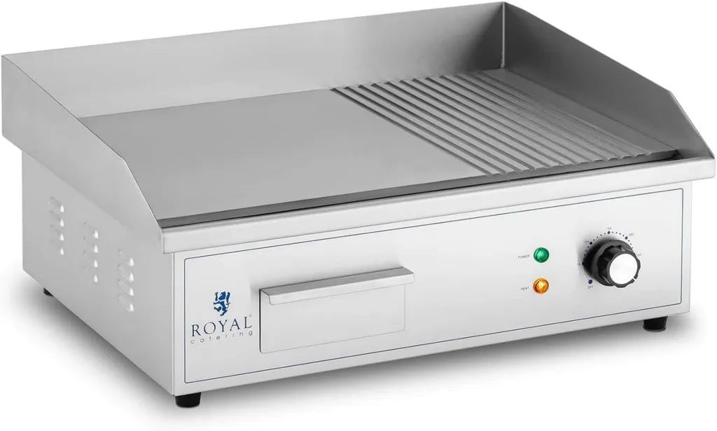 Plancha Électrique Professionnelle 3000W - Surface Lisse et Rainurée - Royal Catering
