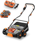 FUXTEC FX-E2VE38SET Scarificateur pour retirer le feutre et aérer le sol pendant l'entretien du gazon, 2 en 1, 38 cm, 40 V, 45 L