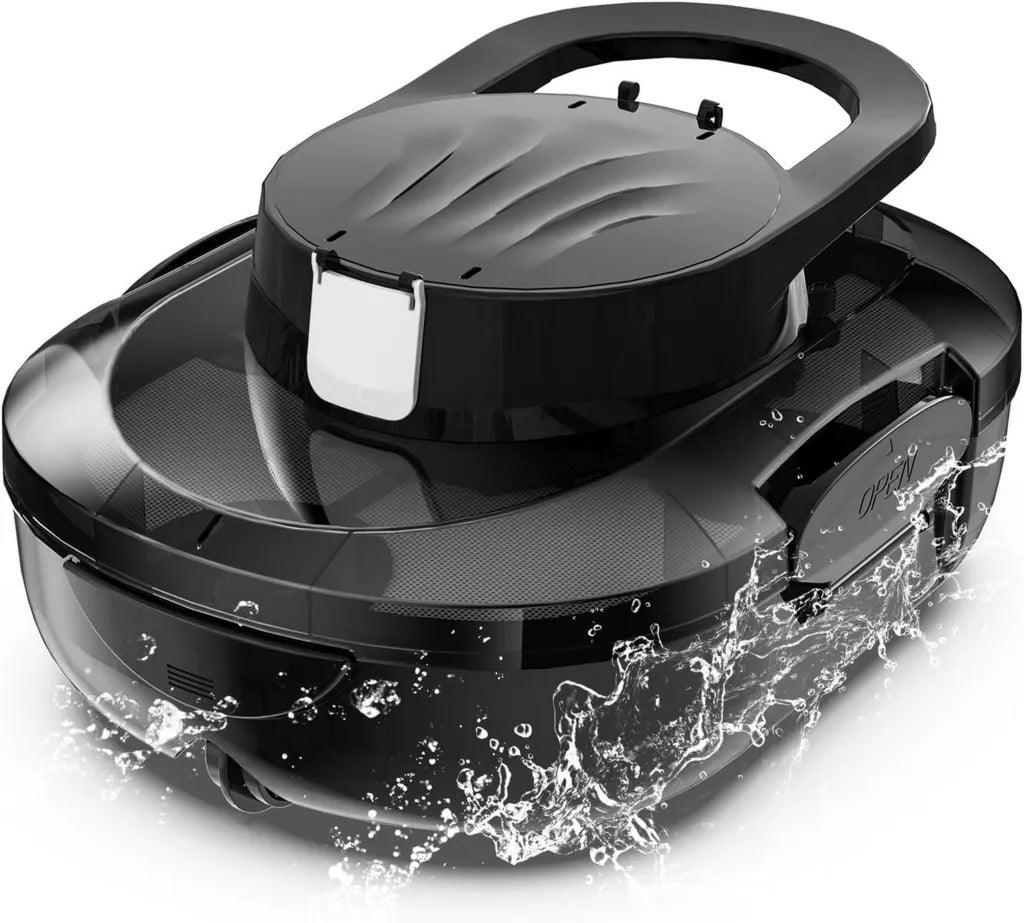 Robot Piscine S1PRO 2026, Autonome 120 Min, Double Moteur pour 100m², Compact et Léger, Stationnement Auto, Noir/Blanc
