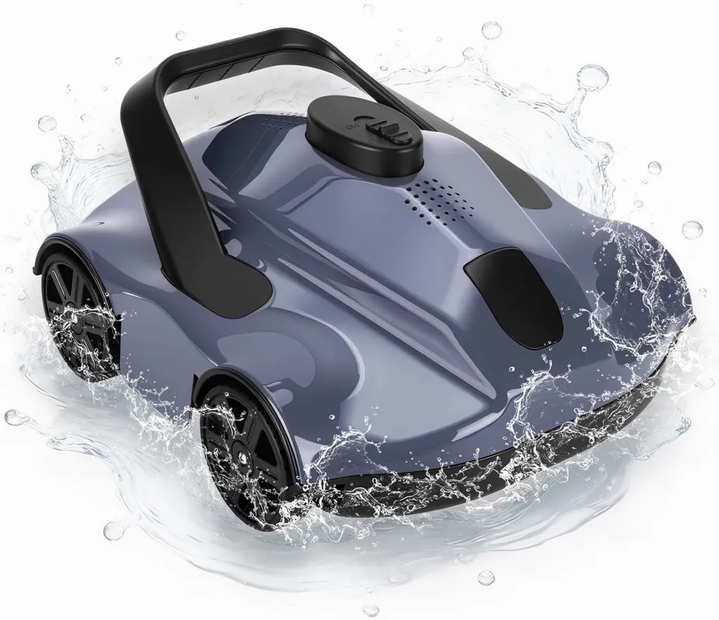 Robot Aspirateur de Piscine Sans Fil Garvee, Stationnement Automatique, 130 Min de Nettoyage, Pour Piscines Hors Sol jusqu'à 80 m² (Gris)