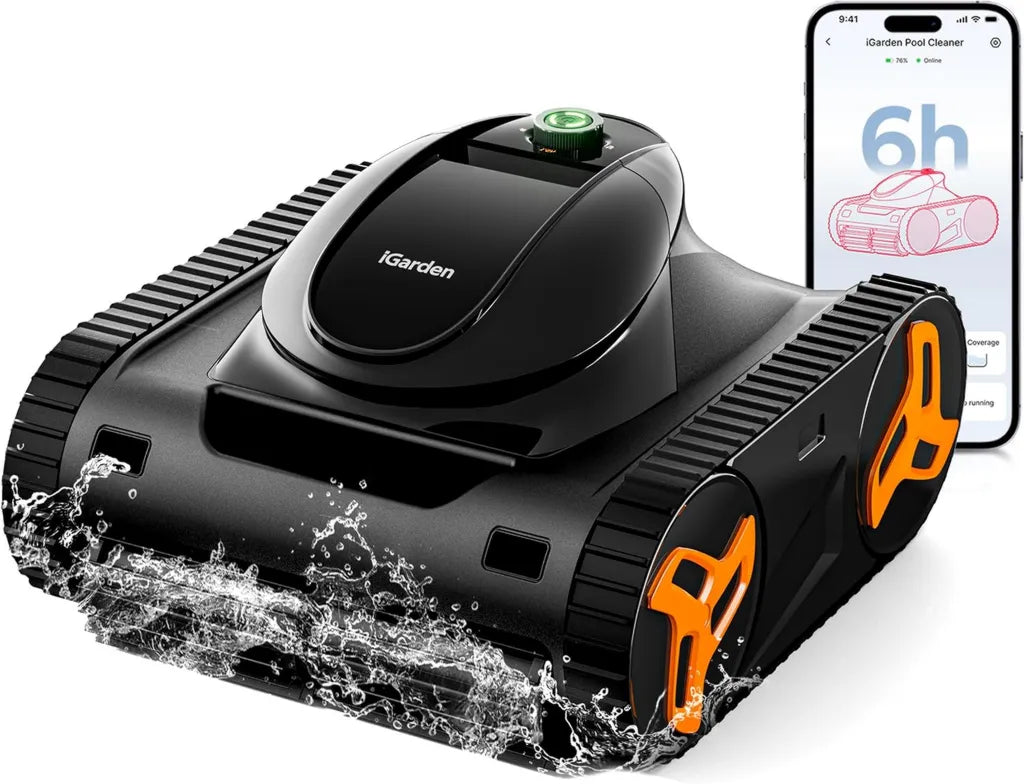 Robot de Piscine Intelligent iGarden KN - Nettoyage Complet, Full-Inverter, 18000L/h - Adapté aux Piscines Hors-Sol et Enterrées