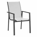Chaise de jardin empilable avec accoudoirs en aluminium noir et textilène gris clair 57 x 65 x 94 cm