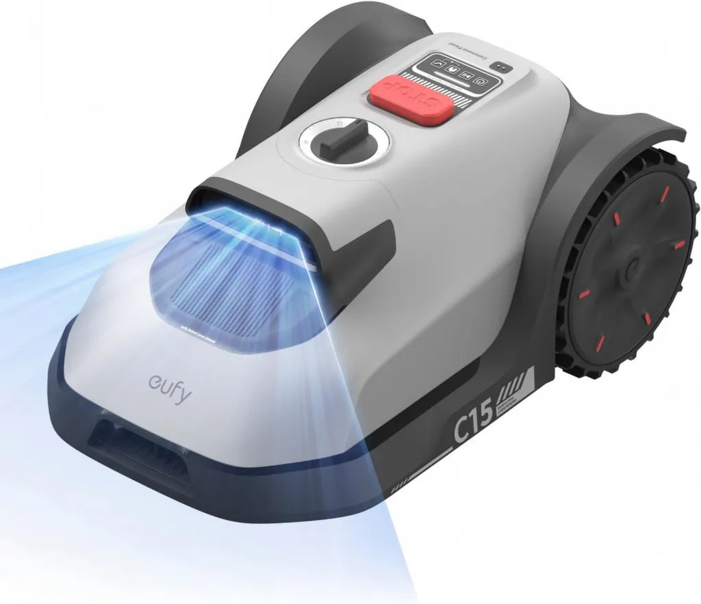 Robot Tondeuse Eufy C15 sans Fil avec Cartographie Intelligente, Installation Rapide, Multi-Zone, Détection d'Obstacles