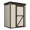 Abri de jardin de rangement rectangulaire 132 x 102 x 204 cm en polypropylène beige brun foncé et noir avec porte simple
