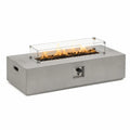 Table brasero d’extérieur à gaz rectangulaire 120 x 60 x 43 cm béton fibré gris verre trempé