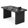 Table de réunion rectangulaire arrondie 240 x 110 x 75 cm MDF mélaminé acier noir