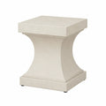 Table d’extérieur carrée 50 x 50 x 50 cm en béton fibré beige avec piètement central