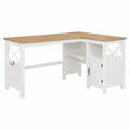 Bureau d’angle avec rangement 140 x 120 x 76 cm MDF panneau de particules forme L chêne clair blanc noir