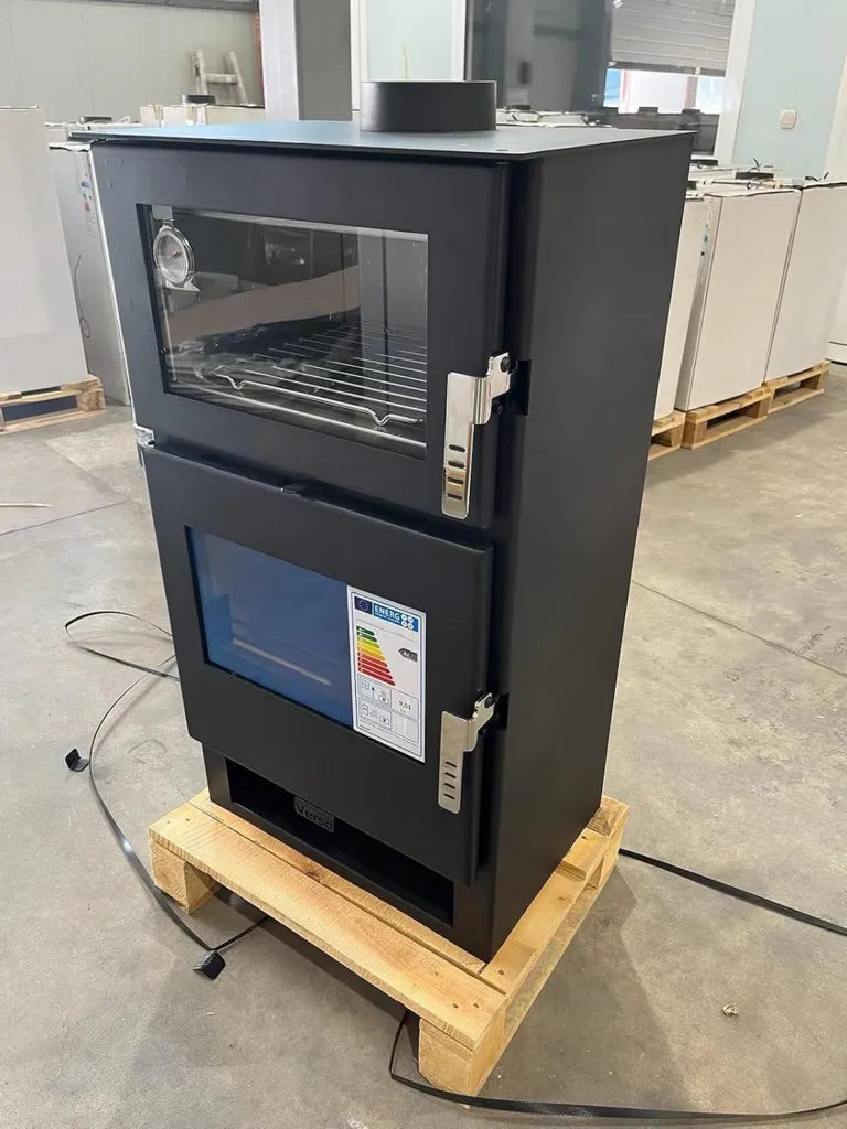 Poêle à bois écoénergétique avec four multifonction 9 kW - Acier inoxydable Verso F