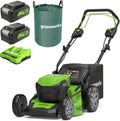 Greenworks 2x24V Tondeuse à gazon, GD24X2LM46SPK4X, sans fil, 46cm, 55L, 4Ah, 120 L, pour l'entretien du jardin