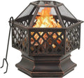 Brasero BBQ en Acier avec Tisonnier, 62x54x56 cm, Charbon et Fumoir