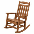 Fauteuil à bascule de jardin en acacia massif brun naturel avec accoudoirs et dossier à lattes 67 x 88 x 118 cm