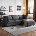 Canapé d'angle et canapé panoramique — revêtement en tissu, avec coussins, 4 Places, gris