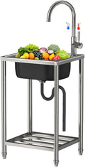 Évier portable en inox pour camping - Lavabo extérieur multifonctionnel jardin, buanderie, restaurant, cuisine