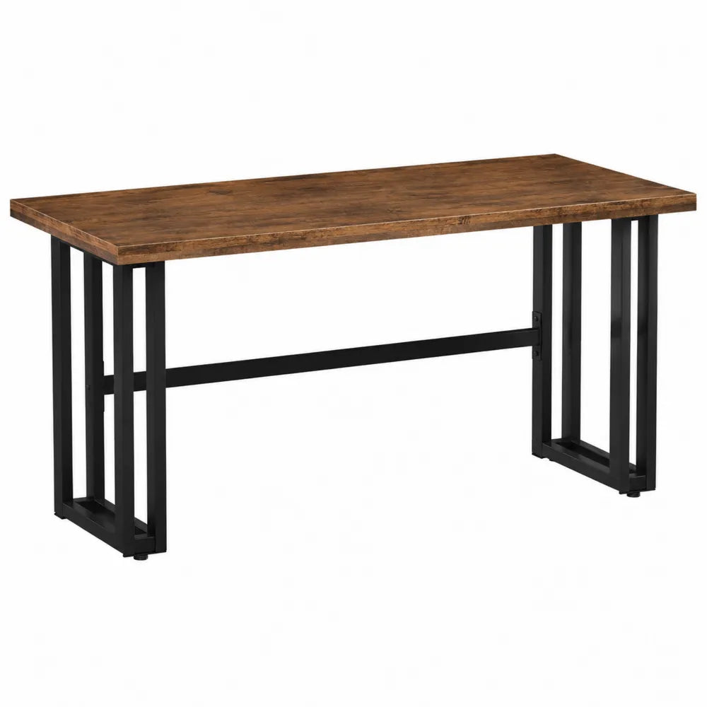 Bureau rectangulaire 160 x 60 x 75 cm panneau MDF mélaminé acier marron noir