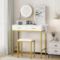 Coiffeuse et table de maquillage Moderne Réglable avec Miroir Rotatif à 360° — avec tiroirs, avec étagères, pivotant, avec port USB, 2 Tiroirs