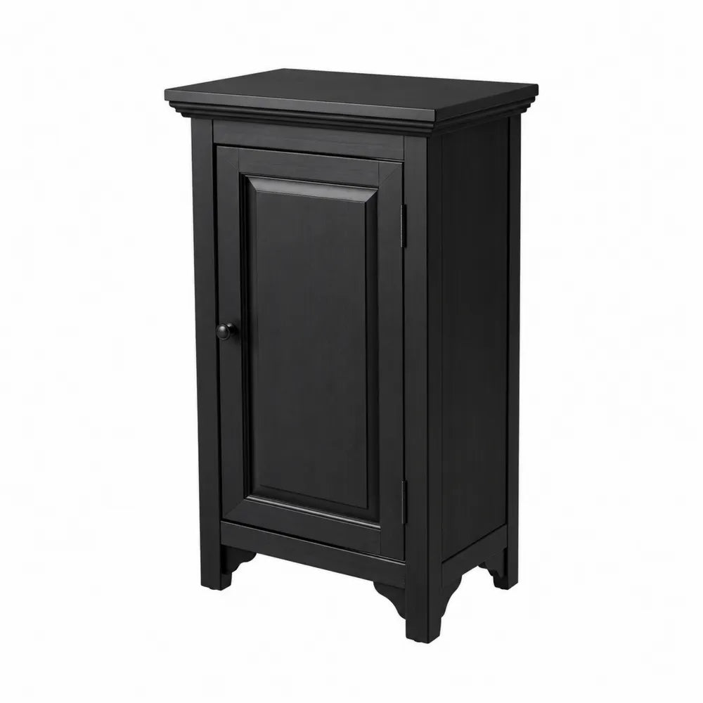 Meuble de rangement rectangulaire 1 porte moulurée en MDF noir 61 cm x 36 cm x 86 cm
