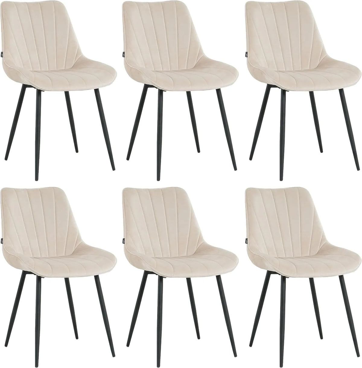 Chaise: en métal, avec dossier, Lot de 6, noir, revêtement en velours