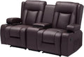 VEVOR Canapé — en cuir PU, avec rangement, avec port USB, réglable, 2 Places, marron, inclinable