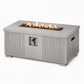 Table brasero à gaz rectangulaire 120 x 60 x 45 cm en béton fibré gris avec foyer en acier inoxydable et pierres de lave