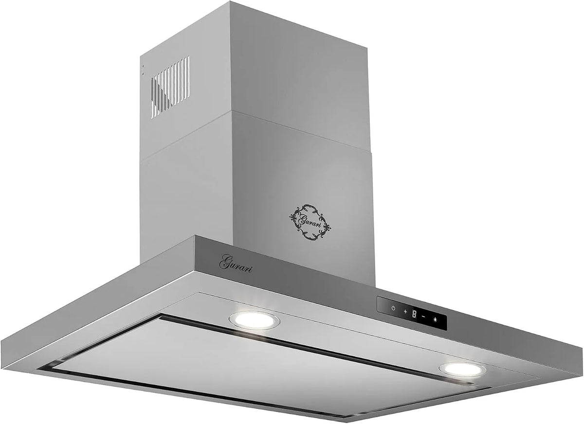 Hotte aspirante, 90 cm, 1000 m3/h, hotte de cuisine, installation murale, tactile, acier inoxydable, GURARI Hotte murale CH 5001+ recirculation
