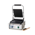 Gril de Contact Électrique, Plaques Lisse et Rainurées en Fonte Émaillée, pour Plaque Panini Professionnel, 230V, 1800W, 310x375x, Acier Inox, 216mm