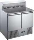 Produit Plan Granit, Table à Pizza Réfrigérée 2 Portes avec Saladette, 240L, +2, +8°C, +8°C - GN 1