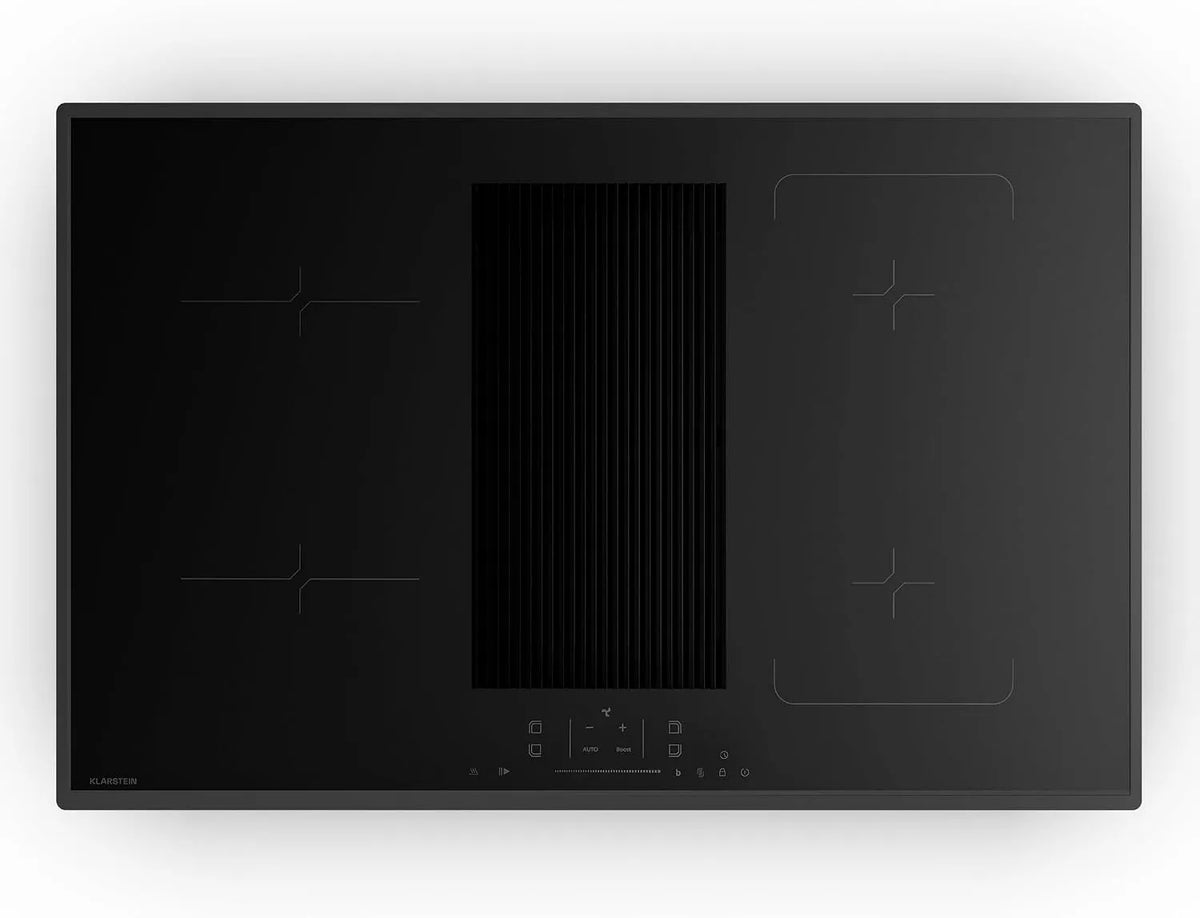 Klarstein Ustensile de cuisson, 80cm, 4 foyers, 8400 W, Boost, tactile, minuteur, 4 Zones, Klarstein Velaire Plaque Induction Avec Hotte Intégrée - 4