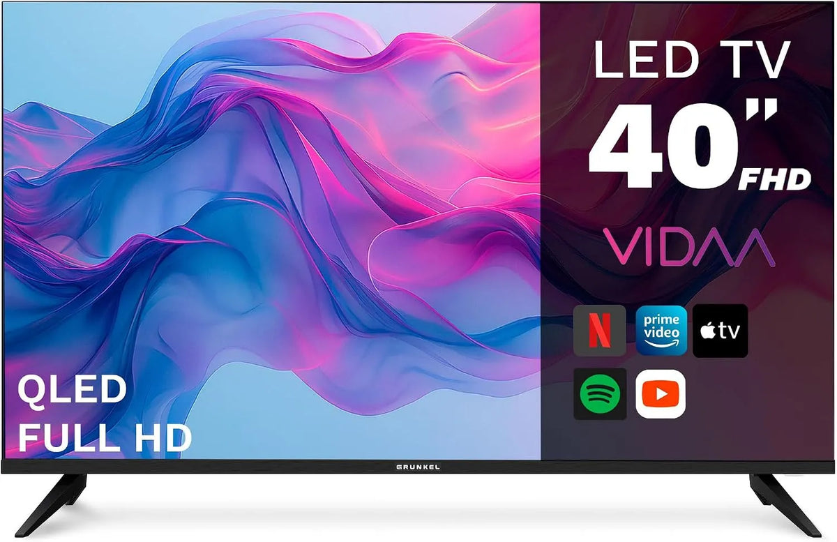 Smart TV, 40 pouces, téléviseur, Grunkel QLED-4026VD TDT2, HDMI, USB, Wi-Fi, Full HD, Son 20 W, Système VIDAA, + HD Satellite, 6 cm, 3 HDMI, WiFi