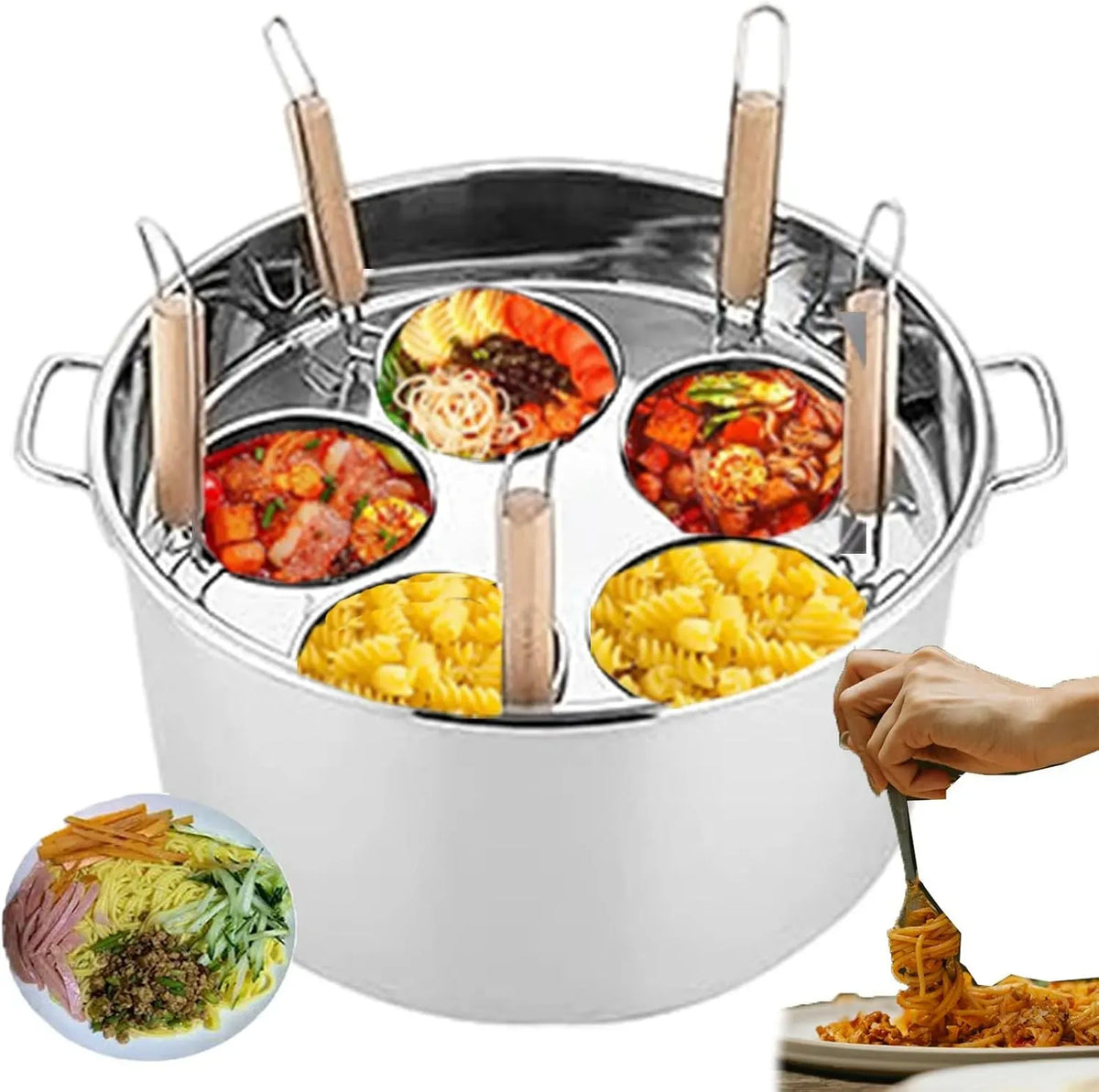 Machine à pâtes, machine à nouilles, vapeur, professionnel, restaurant, acier inoxydable, Cuiseur à Spaghetti et cuiseur Vapeur, 5 COM