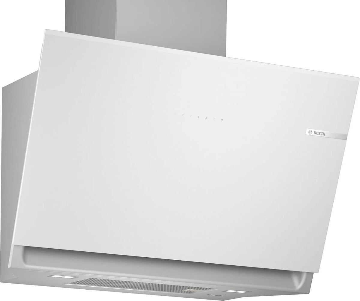Bosch DWK81AN20 Hotte aspirante, 80 cm, hotte de cuisine, installation murale, tactile, silencieux, blanc, Silence extrême, Série 6, SilentPowerDrive