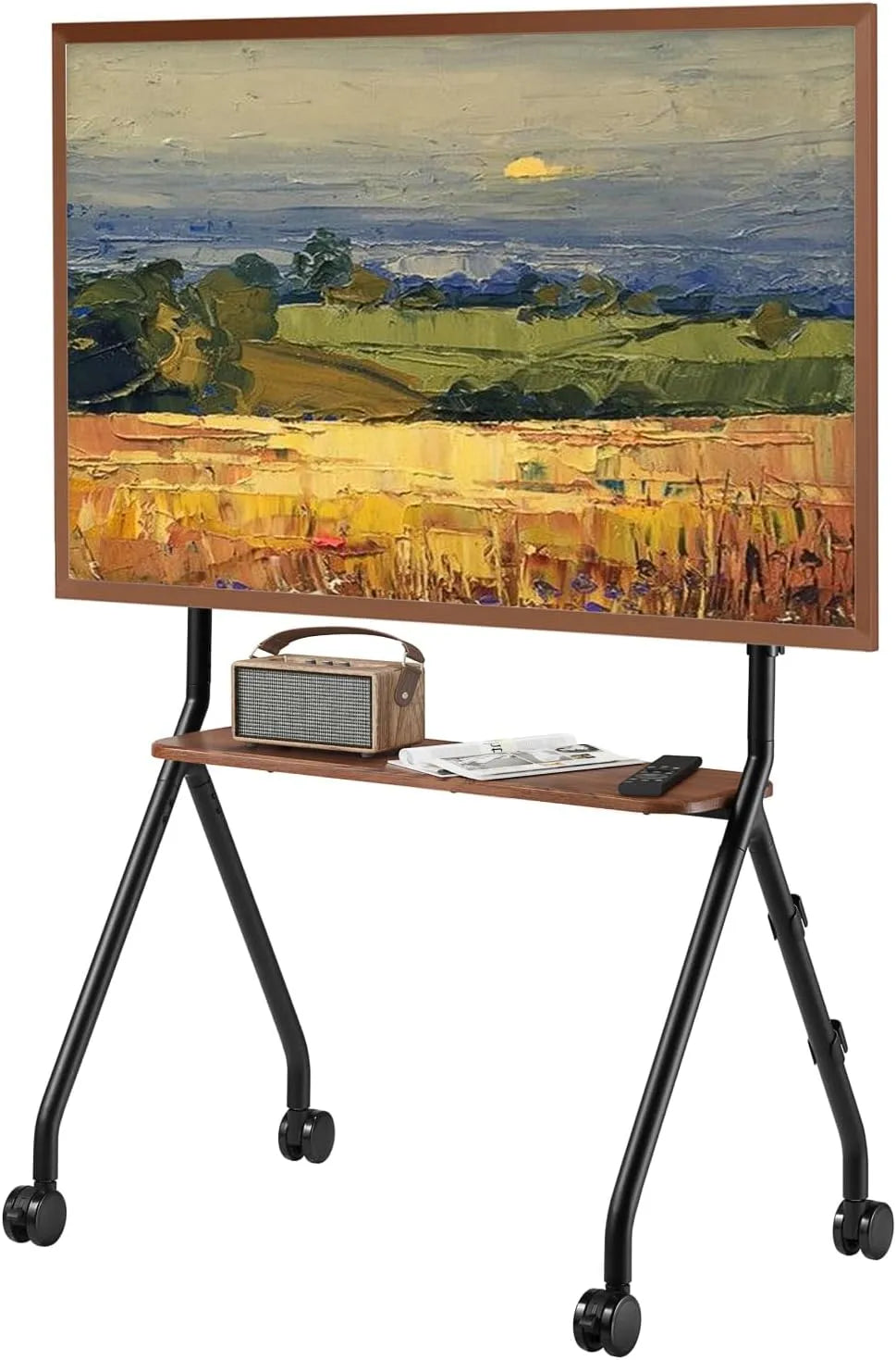 Meuble TV, 80 pouces, 600 x 400mm, portable, roulettes de déplacement, noir, jusqu'à 50 kg, chariot TV mobile pour téléviseurs, école et maison
